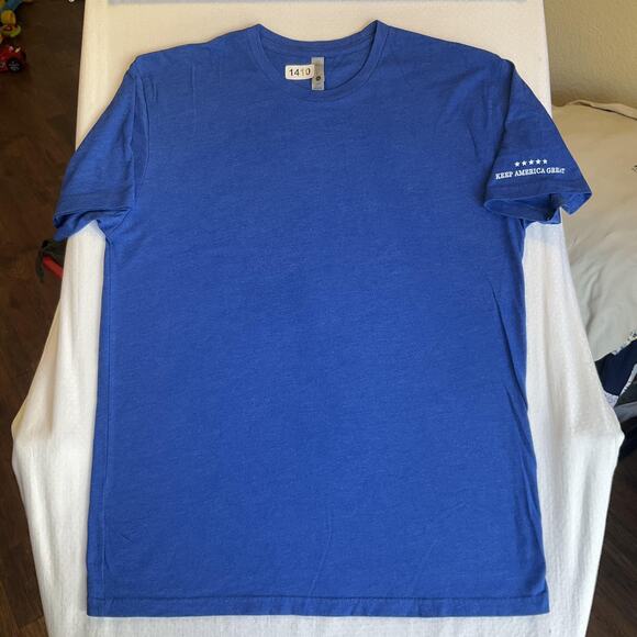 Next Level Apparel Men Shirt L Blue Keep America Great Graphic Print Short - Picture 8 of 8